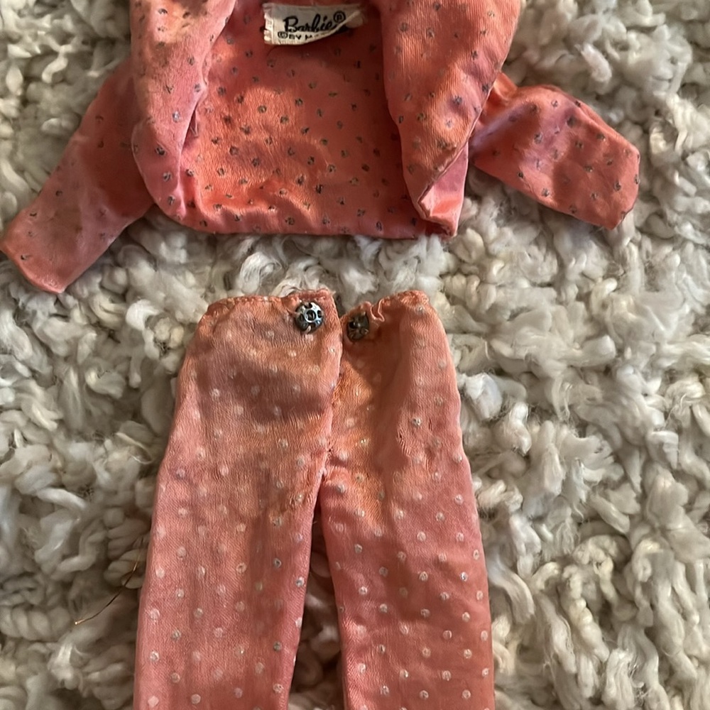 VINTAGE BARBIE MIX & MATCH PAK PINK SATIN BOLERO JACKET AND PANTS WITH GLITTER - Picture 3 of 4